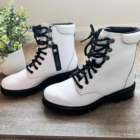 Sorel Shoes - White Waterproof Sorel Lennox Lace Up Boots